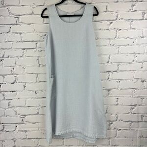 Bryn Walker Womens Blue Linen Sleeveless Tank Dress XS Lagenlook Oversized